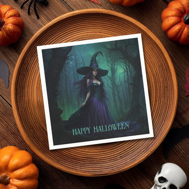 Wicked Halloween Witch in Purple and Black Napkin (Creator Uploaded)