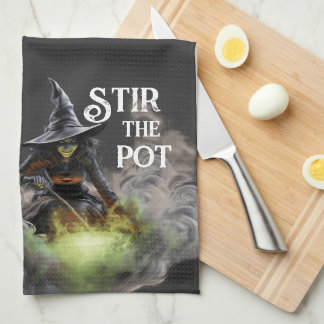 Wicked Halloween Witch Stir the Pot Tea Towel