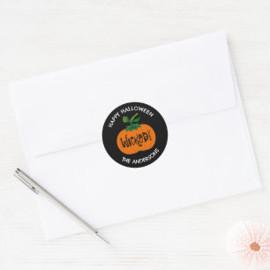 Wicked Happy Halloween Black Orange Pumpkin Classic Round Sticker