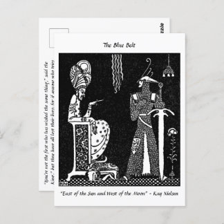 Wicked King and Brave Knight fairytale drawing Postcard