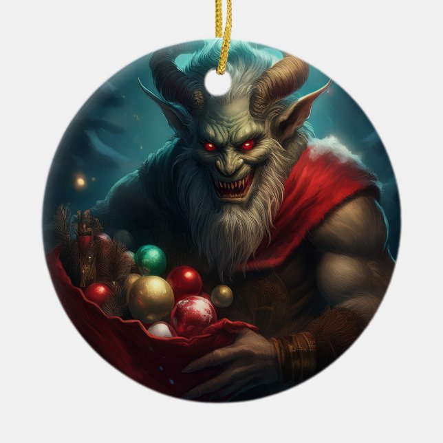 Wicked Krampus  Ceramic Ornament (Front)