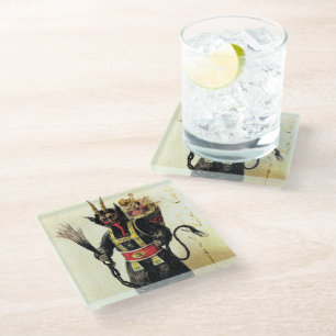 Wicked Krampus Scary Demon Holiday Christmas Xmas Glass Coaster