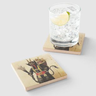 Wicked Krampus Scary Demon Holiday Christmas Xmas Stone Coaster