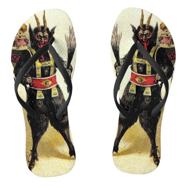 Wicked Krampus Scary Demon Holiday Christmas Xmas Thongs (Footbed)