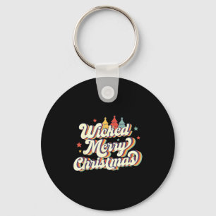 Wicked Merry Christmas Retro Groovy New England Xm Key Ring