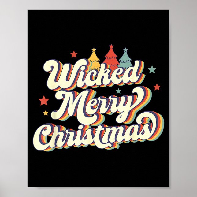 Wicked Merry Christmas Retro Groovy New England Xm Poster (Front)