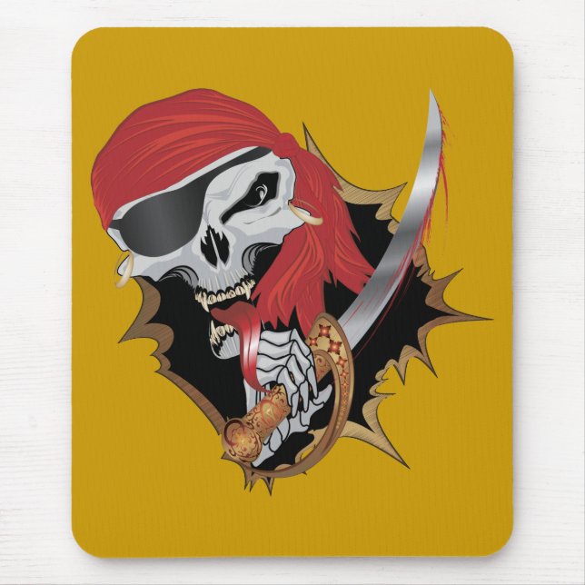 Wicked Pirate Skull Mouse Pad (Front)