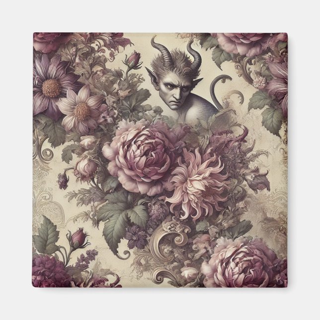 Wicked Plum Petals – Gothic Floral Design Magnet (Front)
