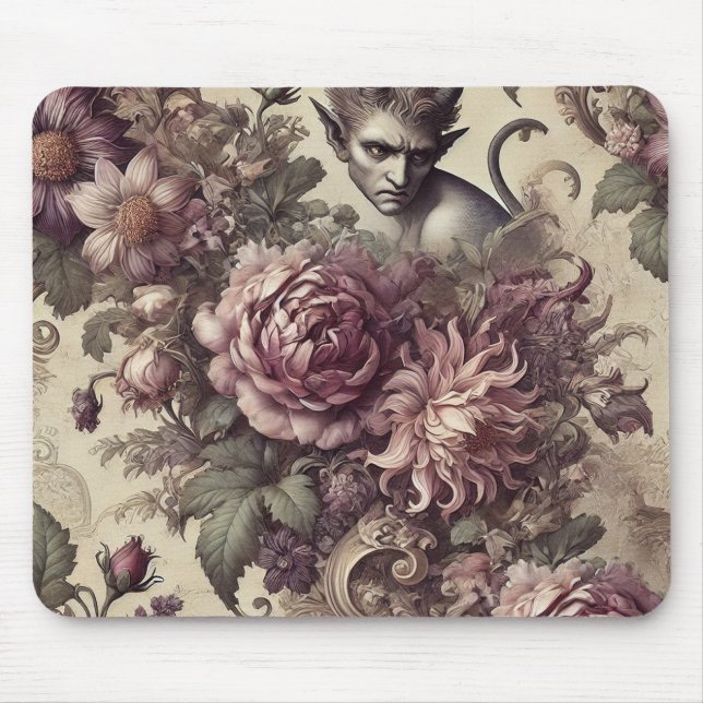 Wicked Plum Petals – Gothic Floral Design Mouse Pad (Front)