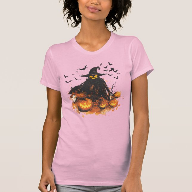 Wicked Pumpkin Reaper Halloween T-Shirt – Spooky (Front)
