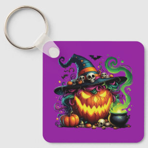 Wicked Pumpkin Witch Cauldron Key Ring