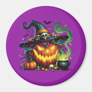 Wicked Pumpkin Witch Cauldron Magnet