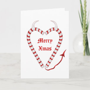 Wicked red and white candy cane heart card