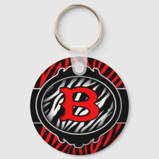 wicked red zebra initial letter B Key Ring