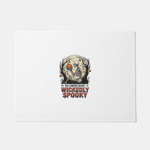Wicked Skeleton Halloween Vintage Engraving Design Doormat