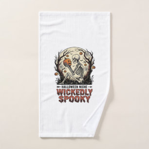 Wicked Skeleton Halloween Vintage Engraving Design Hand Towel