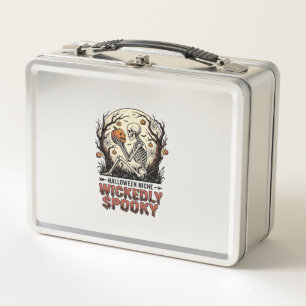 Wicked Skeleton Halloween Vintage Engraving Design Metal Lunch Box