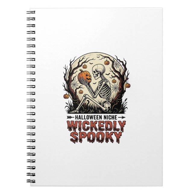 Wicked Skeleton Halloween Vintage Engraving Design Notebook (Front)
