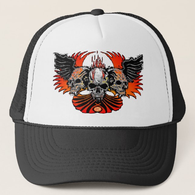 Wicked Skulls Wings Flames Phoenix... - Customised Trucker Hat (Front)