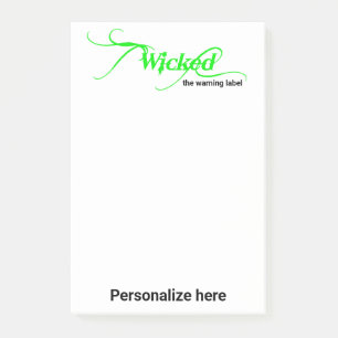 Wicked the warning label notes 4 x 6"