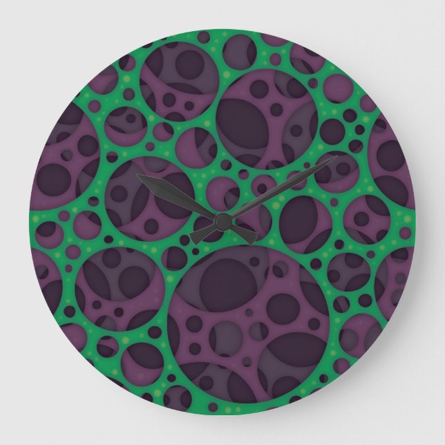 Wicked Trippy Abstract Slime Holes Design Pattern Large Clock (Front)