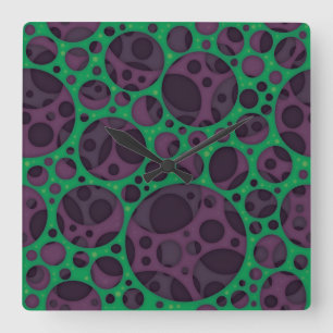 Wicked Trippy Abstract Slime Holes Design Pattern Square Wall Clock