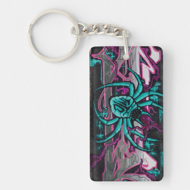 Wicked Turquoise Spider Key Ring (Front)
