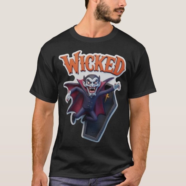 Wicked vampire emerging from coffin T-Shirt (Front)