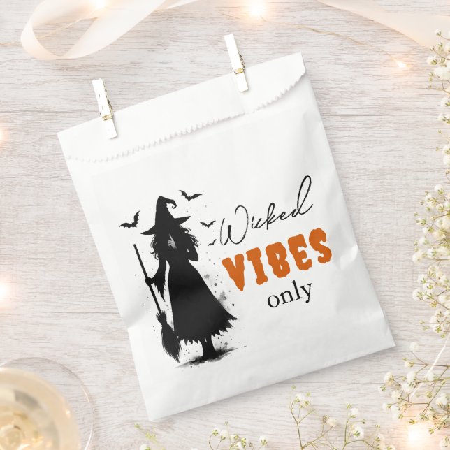 "Wicked Vibes Only" -  Halloween Black Witch –  Favour Bag (Clipped)