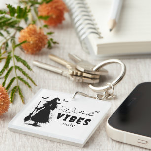 "Wicked Vibes Only" -  Halloween Black Witch –  Key Ring