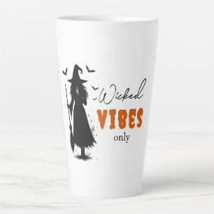 "Wicked Vibes Only" -  Halloween Black Witch –  Latte Mug