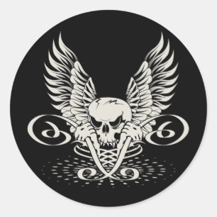 Wicked Winged Skull Classic Round Sticker
