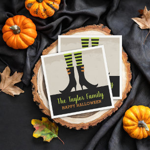 Wicked Witch Boots Personalised Halloween Party Napkin