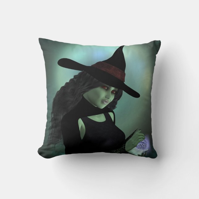 Wicked Witch Casting a Spell Cushion (Front)