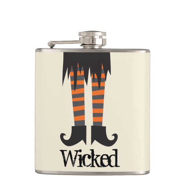 Wicked Witch Funny Halloween Hip Flask (Front)