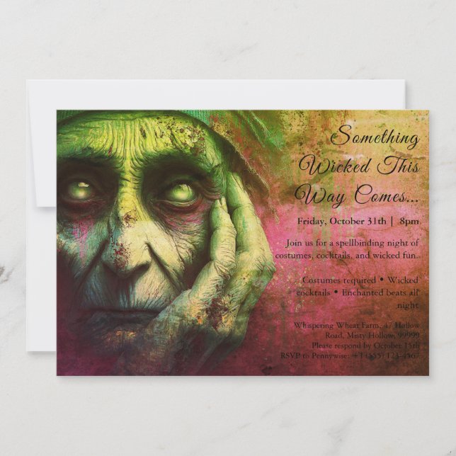 Wicked Witch Halloween Costume Party Invitation (Front)