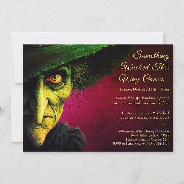 Wicked Witch Halloween Costume Party Invitation (Front)