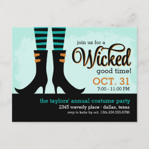 Wicked Witch Halloween Costume Party Invitation Postcard