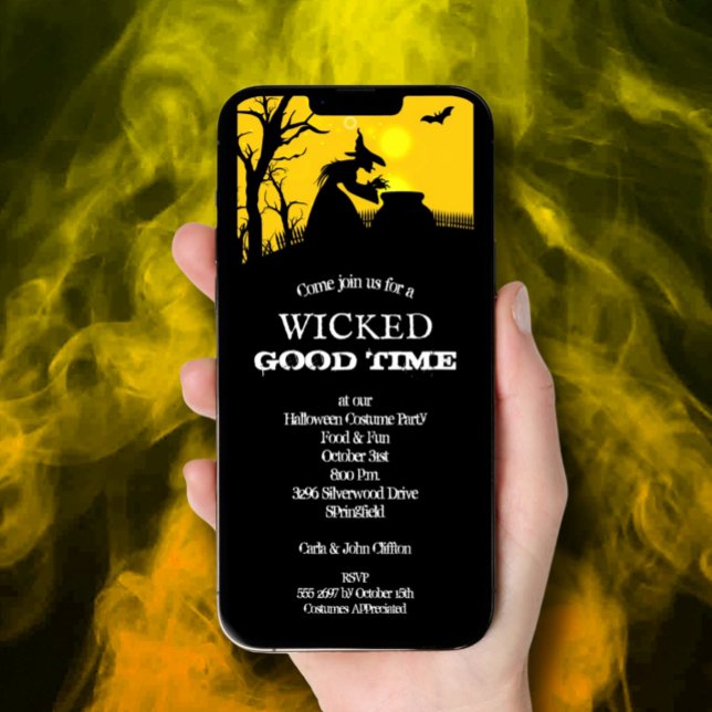 Wicked Witch Halloween Invitation (Wicked Witch Halloween Invitations - INSTANT DOWNLOAD and/or printed)