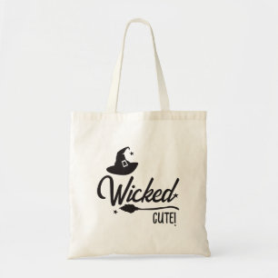 Wicked Witch Hat, Broom, Bats. Halloween Tote Bag