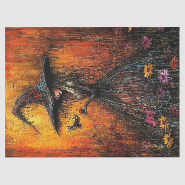 Wicked Witch in Large Hat Decoupage Tissue Paper (Front)