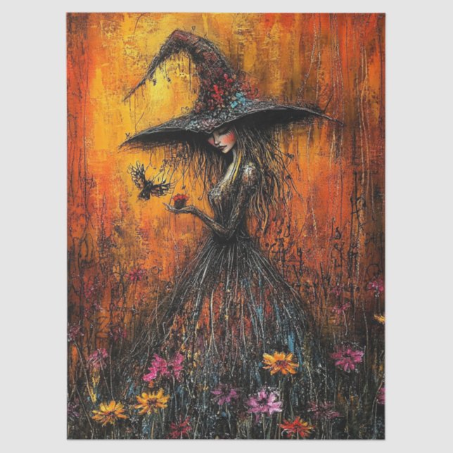 Wicked Witch in Large Hat Decoupage Tissue Paper (Front)