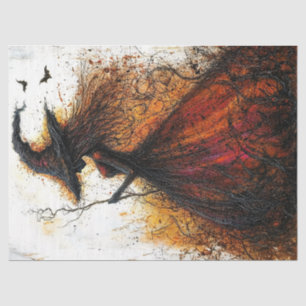 Wicked Witch in Red with Bats Decoupage Tissue Paper