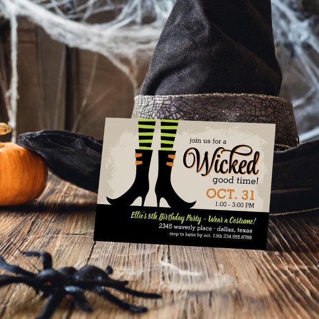 Wicked Witch Kids Birthday Costume Party Invitation (Creator Uploaded)
