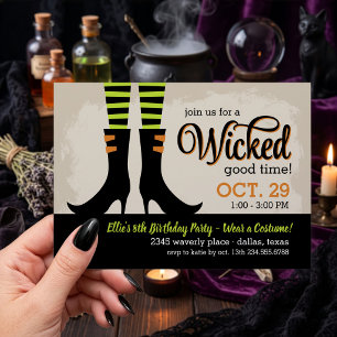 Wicked Witch Kids Birthday Costume Party Invitation