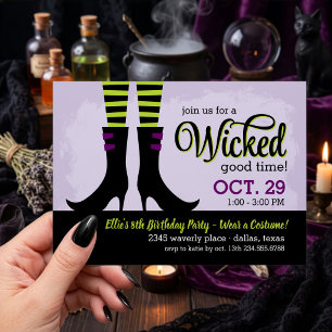 Wicked Witch Kids Birthday Costume Party Invitation