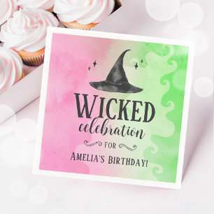 Wicked Witch Pink and Green Paper Napkin