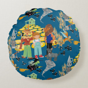 Wicked witch, scarecrow and lion pattern round cushion