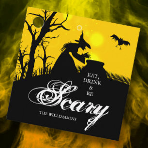 Wicked Witch Silhouette Halloween Favour Tags