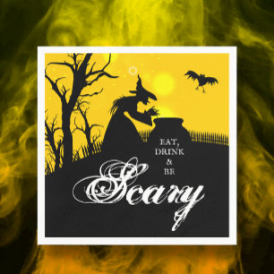 Wicked Witch Silhouette Halloween Napkin